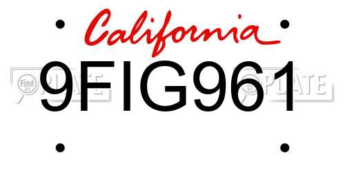9FIG961 California License Plate