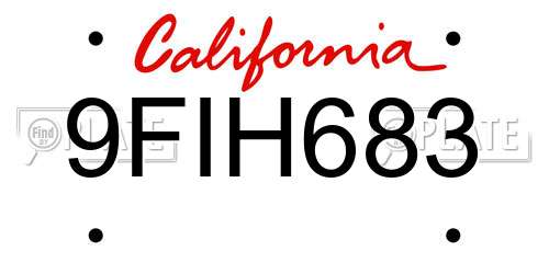 9FIH683 California License Plate