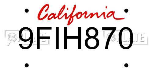 9FIH870 California License Plate