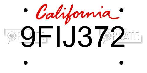 9FIJ372 California License Plate