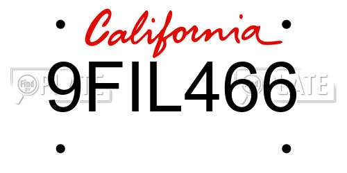 9FIL466 California License Plate
