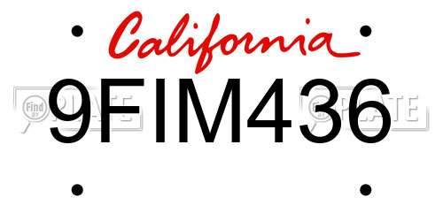 9FIM436 California License Plate