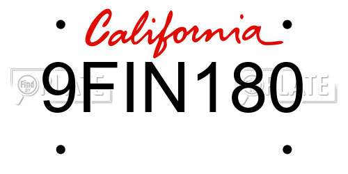 9FIN180 California License Plate