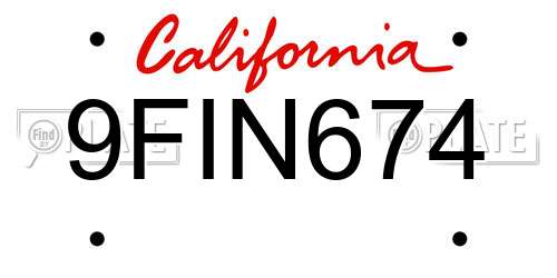 9FIN674 California License Plate