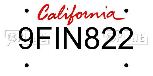 9FIN822 California License Plate