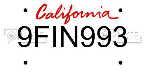 9FIN993 California License Plate