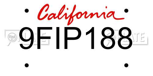 9FIP188 California License Plate