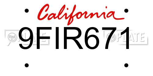9FIR671 California License Plate
