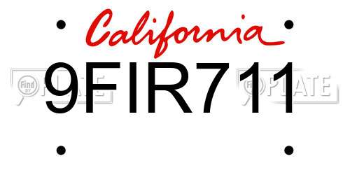 9FIR711 California License Plate