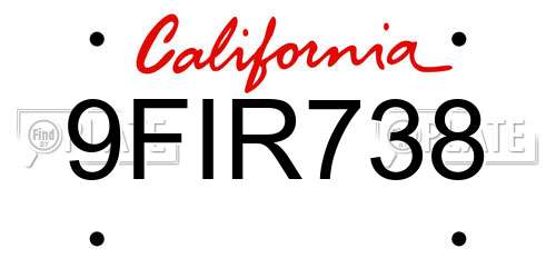 9FIR738 California License Plate