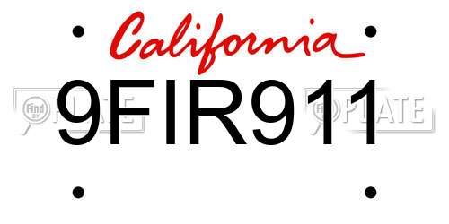 9FIR911 California License Plate