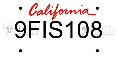 9FIS108 California License Plate