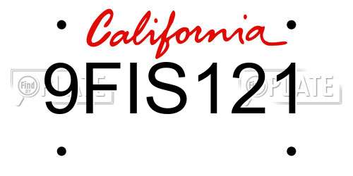 9FIS121 California License Plate