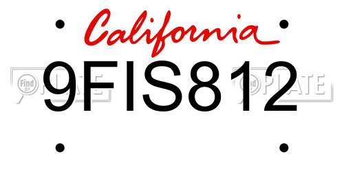 9FIS812 California License Plate