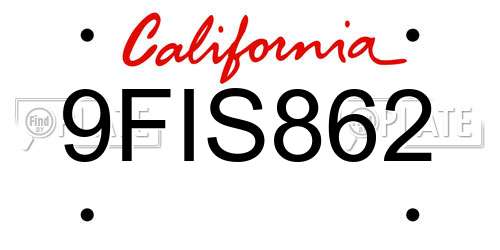 9FIS862 California License Plate