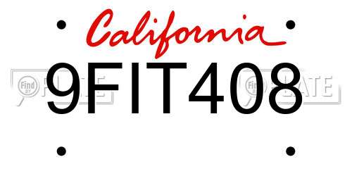 9FIT408 California License Plate