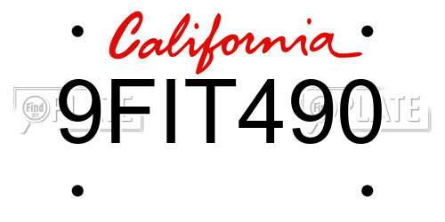 9FIT490 California License Plate