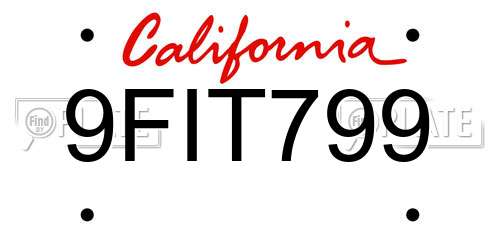 9FIT799 California License Plate