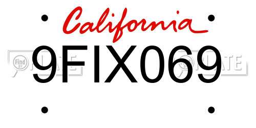 9FIX069 California License Plate