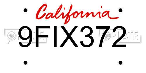9FIX372 California License Plate
