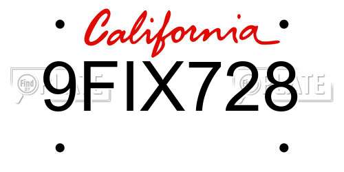 9FIX728 California License Plate