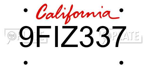 9FIZ337 California License Plate