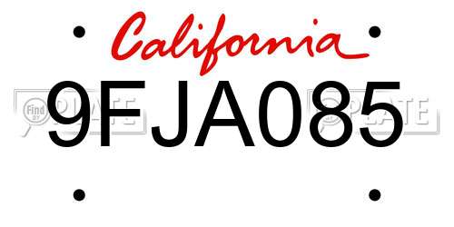 9FJA085 California License Plate