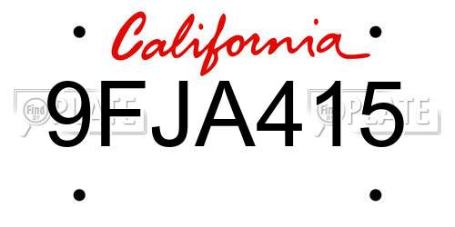 9FJA415 California License Plate