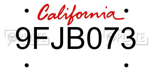 9FJB073 California License Plate