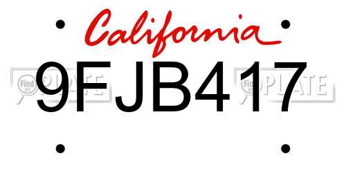 9FJB417 California License Plate