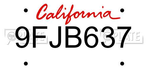 9FJB637 California License Plate