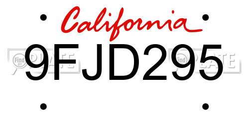 9FJD295 California License Plate
