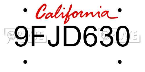 9FJD630 California License Plate