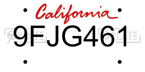 9FJG461 California License Plate