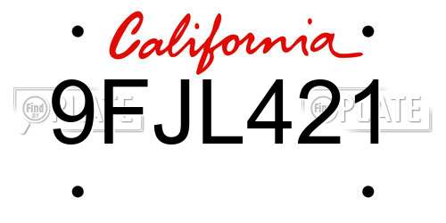9FJL421 California License Plate