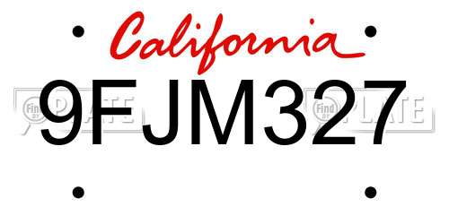 9FJM327 California License Plate