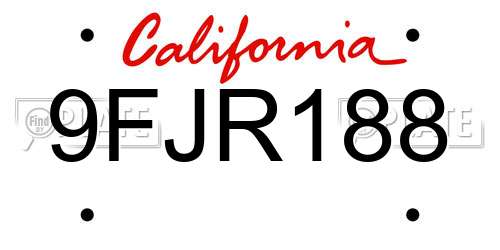9FJR188 California License Plate