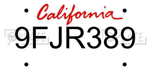 9FJR389 California License Plate