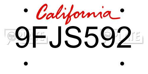 9FJS592 California License Plate