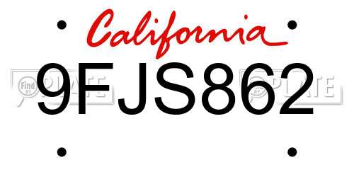9FJS862 California License Plate