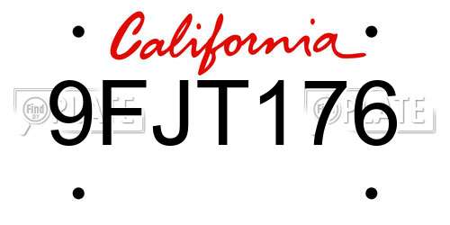 9FJT176 California License Plate