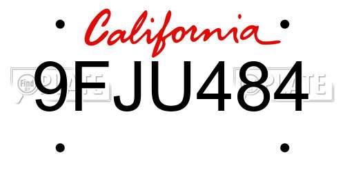 9FJU484 California License Plate