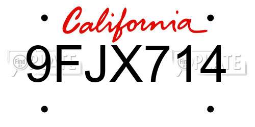 9FJX714 California License Plate