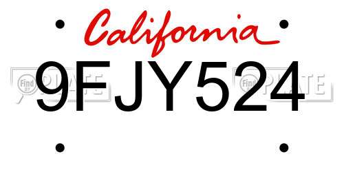 9FJY524 California License Plate