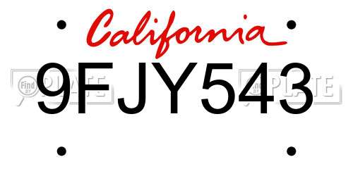 9FJY543 California License Plate