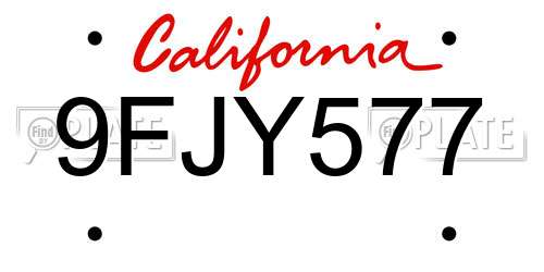 9FJY577 California License Plate