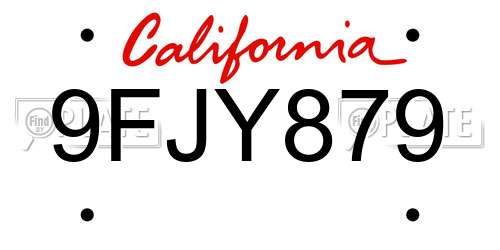 9FJY879 California License Plate