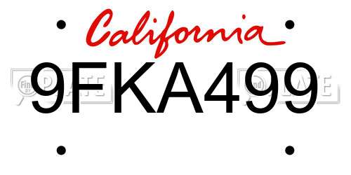 9FKA499 California License Plate