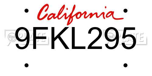 9FKL295 California License Plate