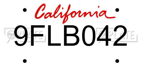 9FLB042 California License Plate